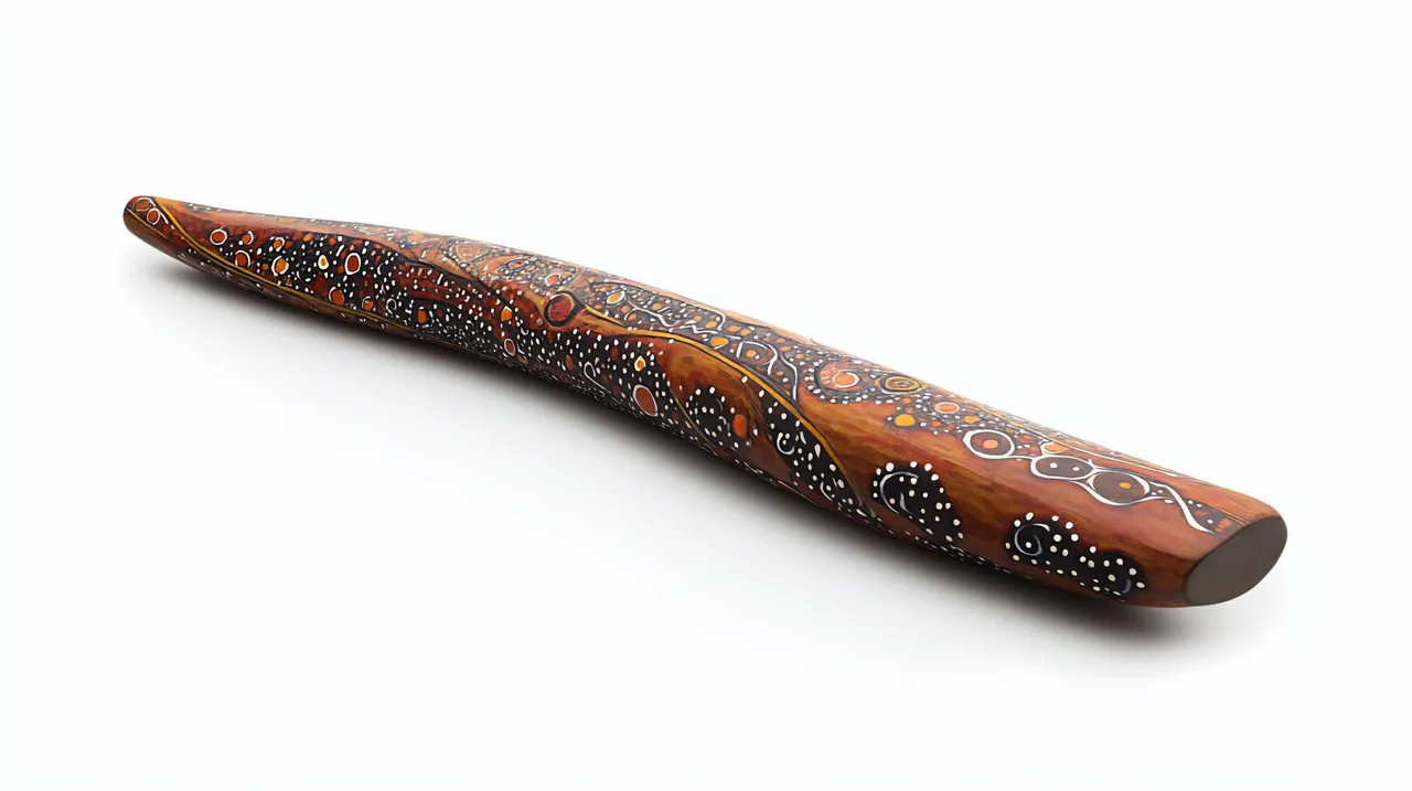 Didgeridoo pintado a mano con arte aborigen australiano de puntos